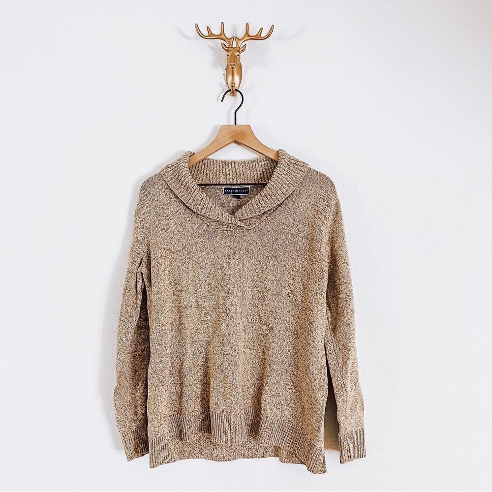 Karen scott Women's Tan Cowl Neck Sweater Size Large